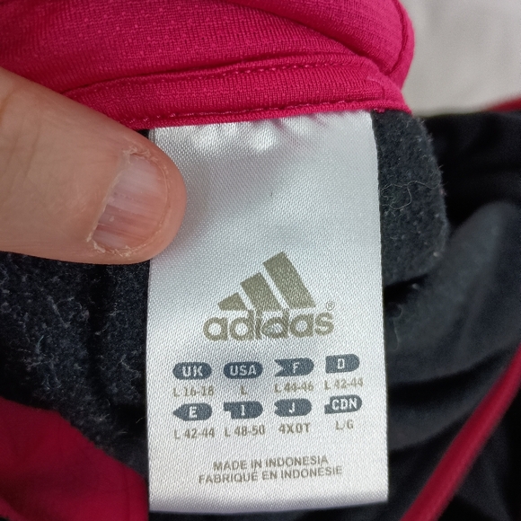 Adidas Athletic Black Zip-Up Hoodie Hot Pink and Yellow Stripes (#1,303)(C) - Picture 2 of 7